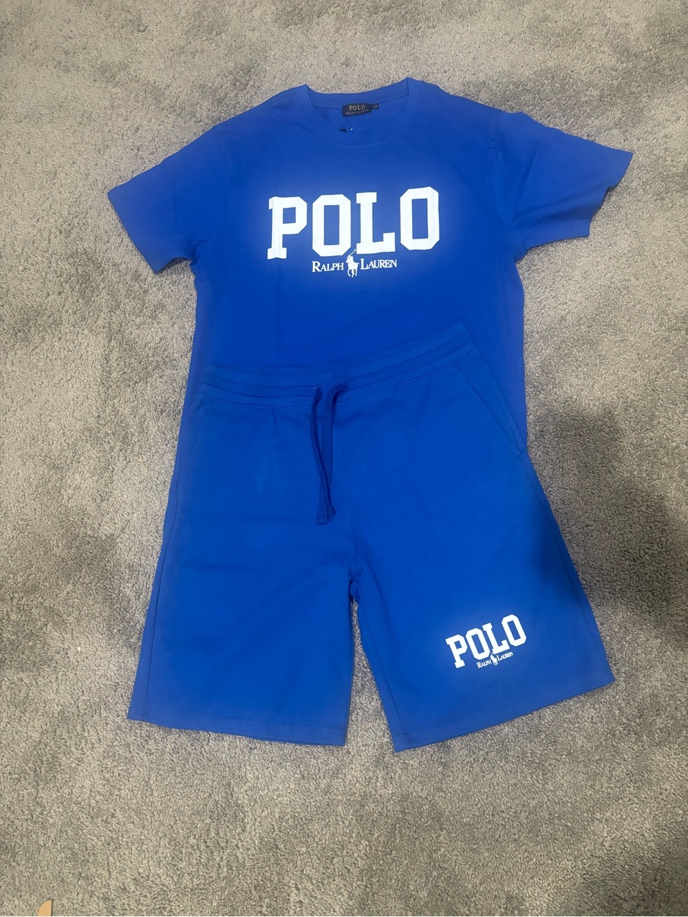 Ralph Lauren Blue POLO Logo Tee and Shorts Set